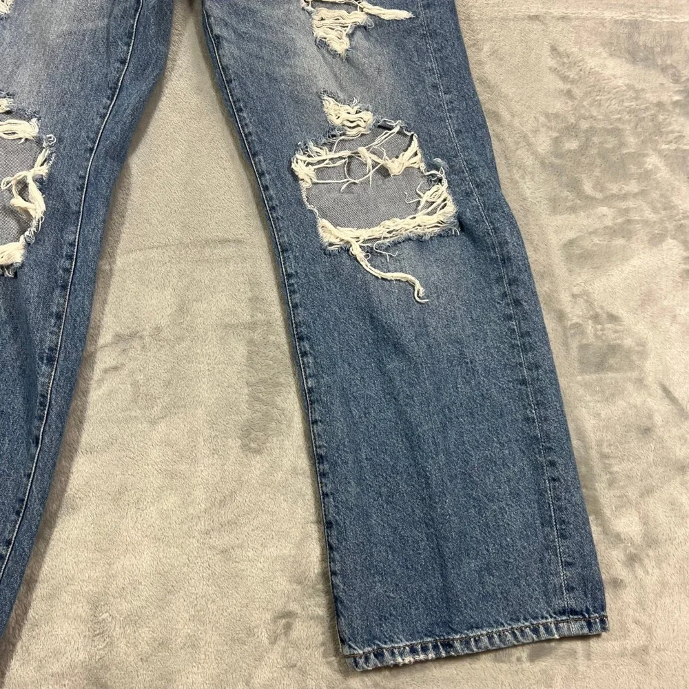 AEROPOSTALE Skater Jeans Womens 6R Blue Distressed Low Rise Wide Leg 90s Casual